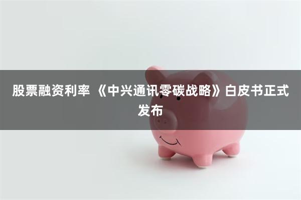 股票融资利率 《中兴通讯零碳战略》白皮书正式发布