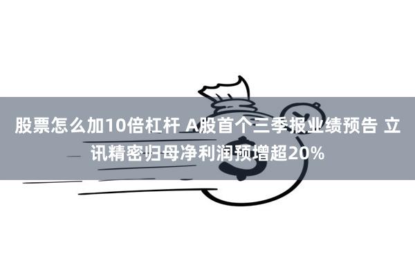 股票怎么加10倍杠杆 A股首个三季报业绩预告 立讯精密归母净利润预增超20%